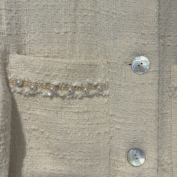 Zara Pearl Button Textured Jacket - Picture 5 of 9